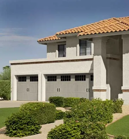Amarr Classica carriage house steel garage door with arched windows